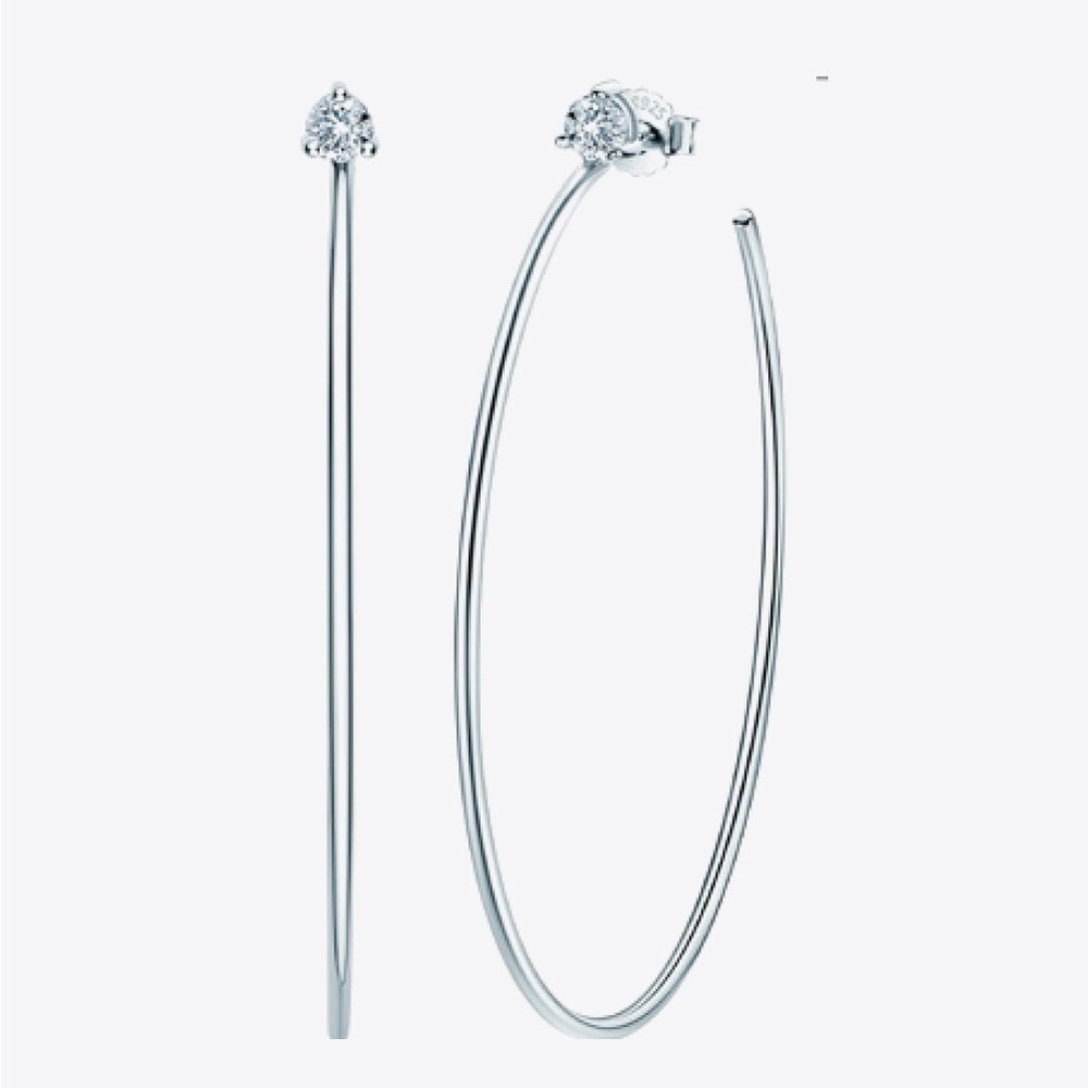 BOUTIQUE Adored Platinum-Plated 925 Sterling Silver Moissanite Hoop Earrings